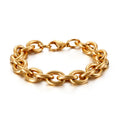Wholesale Fashion Waterproof Jewelry Hollow Thick 18K Gold Plated Stainless Steel 11MM Thick O Shaped Chain Bracelet YF3142