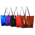 Custom Logo Luxury Large Neon PVC Vinyl Hand Bag Waterproof Transparent Jelly Shopping Beach Clutch Open Closure Letter
