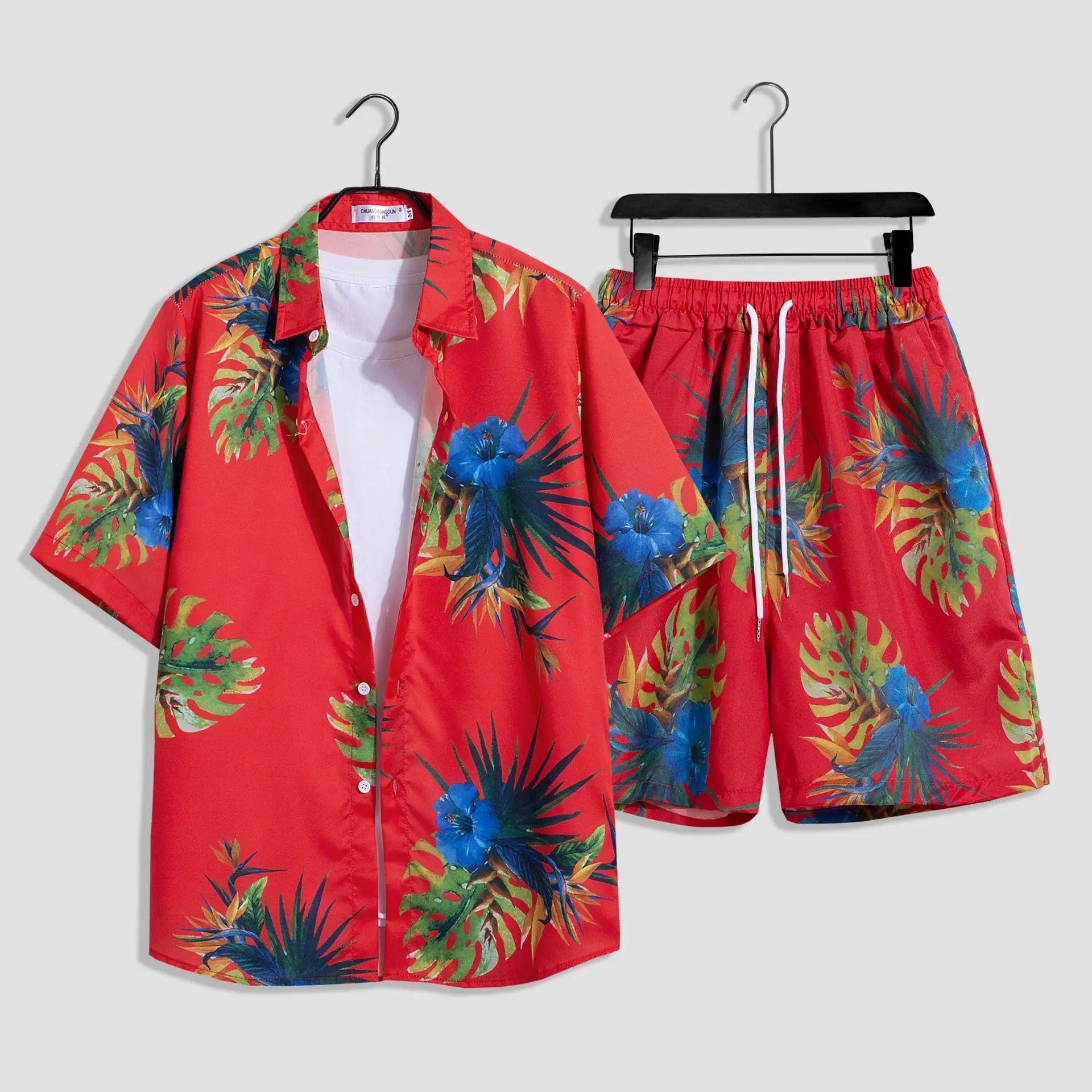 Hawaiian Beachside Beach Resort Set Clothes Men's Loose Short Sleeve Floral Shirt Shorts Casual Two Piece Men Sets Beach Shirts