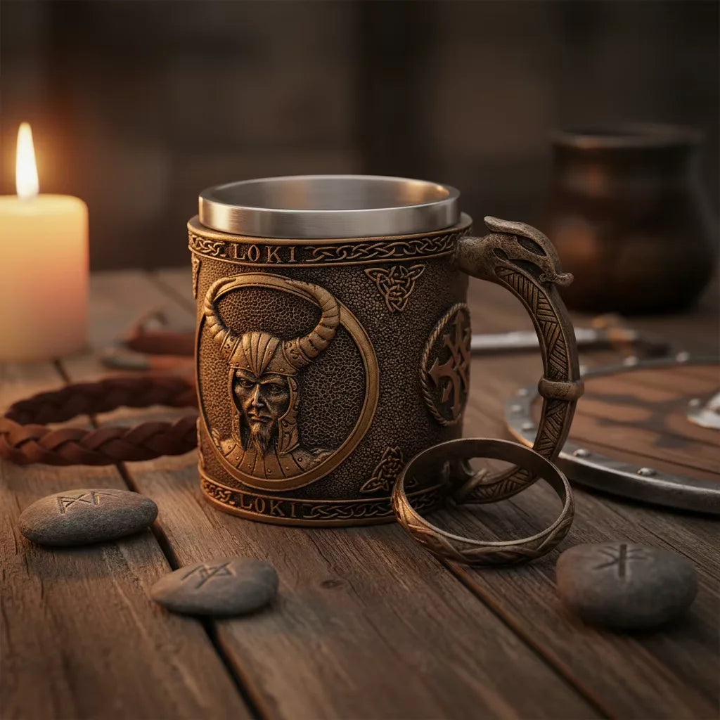 Customized 16oz Odin Viking Beer Mug WJA01 Resin & Stainless Steel Eco-Friendly Leak-Proof Drinkware for Bar Parties