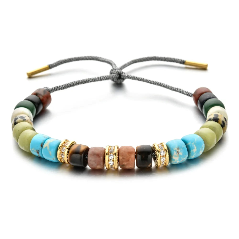 Fashion Natural Stone Beaded Bracelet Bohemian Rainbow Women's Bracelet Jewelry Wholesale
