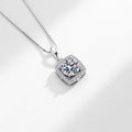 DUYIZHAO 925 Silver square Full Diamonds Necklace Women Summer French square Diamonds Collarbone Chain Fine Jewellery Necklaces
