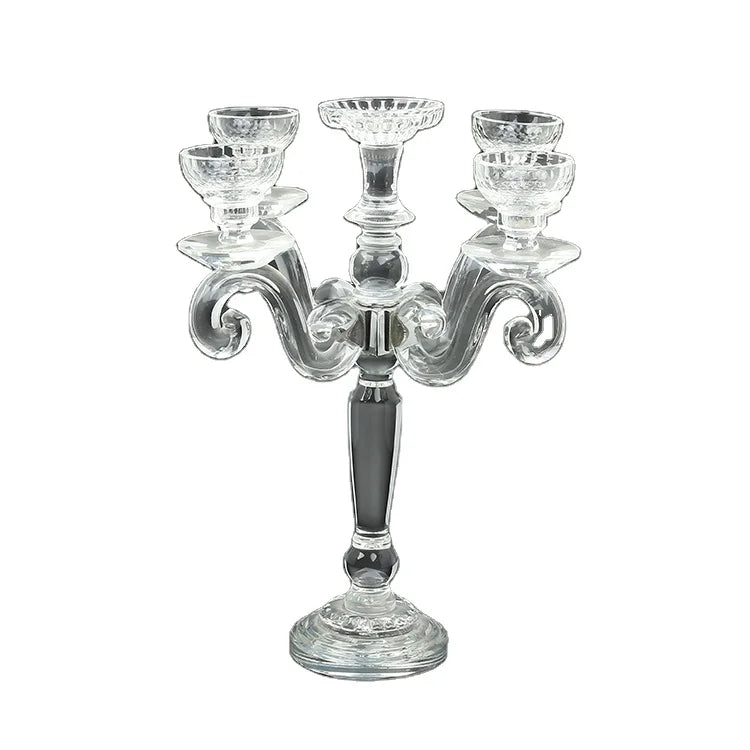 5 Arms Crystal Candelabra Crystal Glass Candle Holder for Wedding Favor