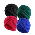 Beauty Colors Headwraps Four Pieces/Set Polyester Stretchy Twisted Beanie Women Outdoor Chemo Turban