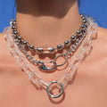 Silver Beaded Necklace Long Link Chain Acrylic Choker Necklace for Women Jewelry Transparent New Hip Hop Simple Daily / 1 Piece