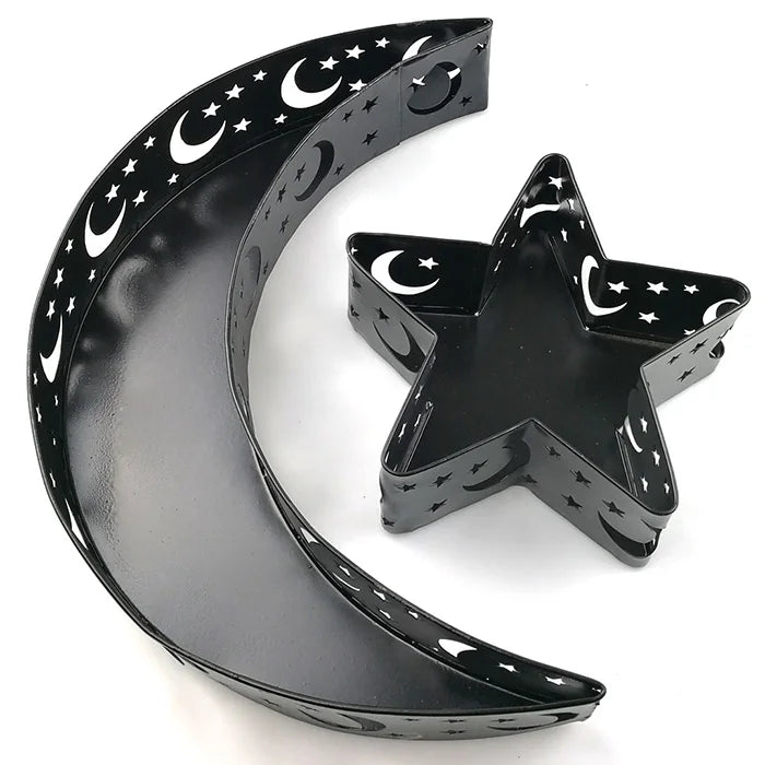 New Ramadan Kareem Iron Tray Decor Moon Star Shaped Eid Mubarak Gift Box Dessert Tray Craft for Islam Muslim Party Festival
