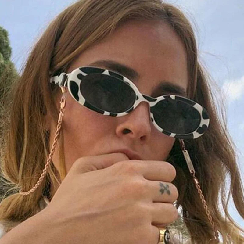 Personality Small Frame Sunglasses Men and Women Cow Color Light and Comfortable Sunglasses