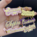 Trendy Colorful Personalized Children Name Plate Necklace Custom Jewelry 3D Acrylic Cartoon Character Tarnish Free Jewelry