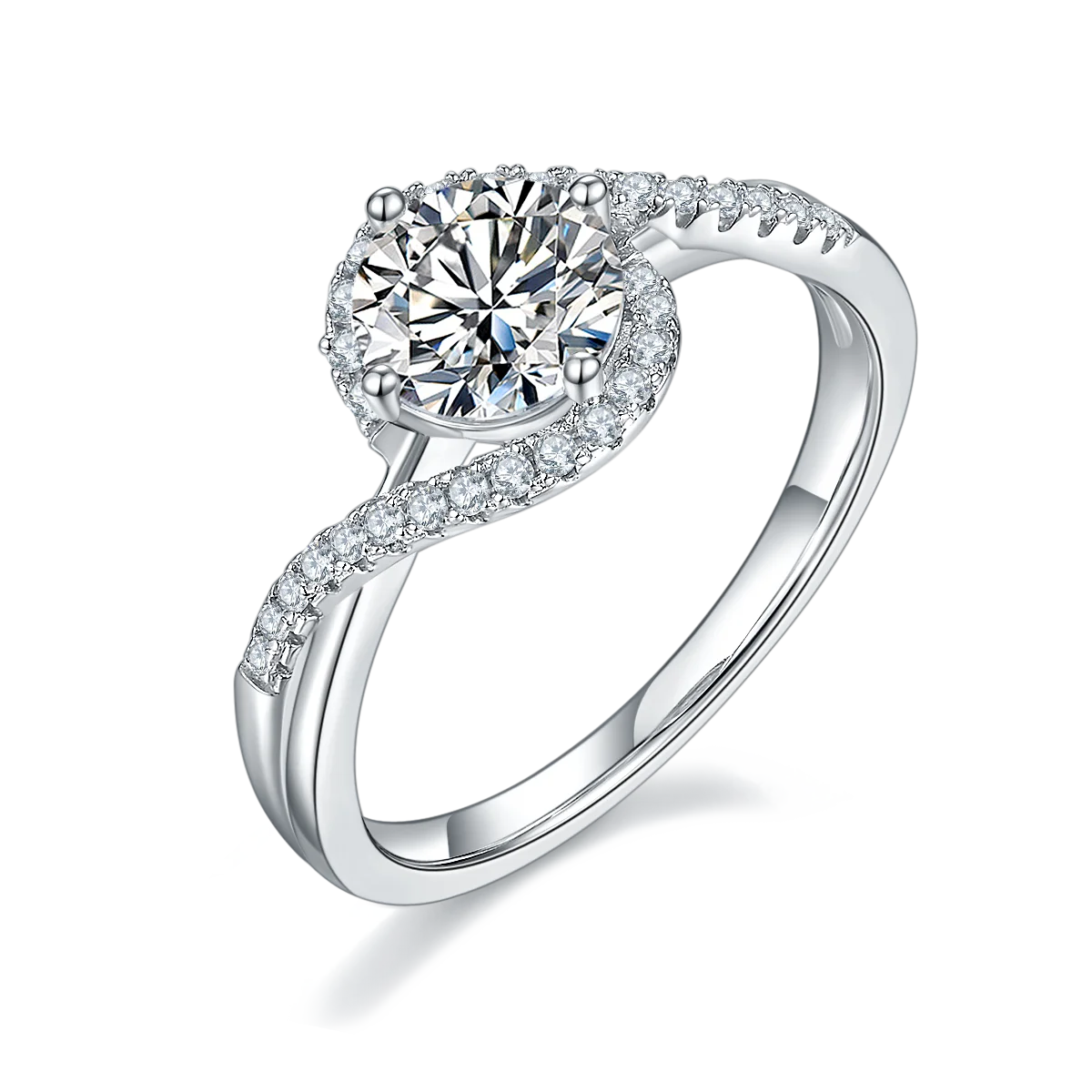 Simple Design 18k Moissanite Jewelry 1ct Vvs Diamond Eternity Engagement  Ring for Women