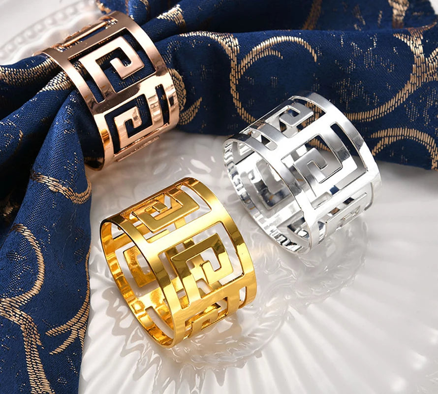 European Style Napkin Rings Gold Silver Decoration Napkin Buckle for Wedding Banquet