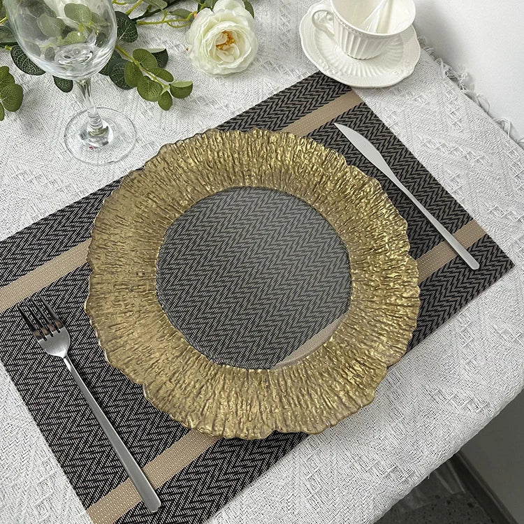 Wholesale 13 Inches Clear Wedding Gold Plastic Charger Plates for Wedding Decoration