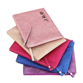 Logo Customizable Fashion Gold Glitter Makeup Bag Shiny Luxury Purple Glitter Gift Pouch Bag for Women