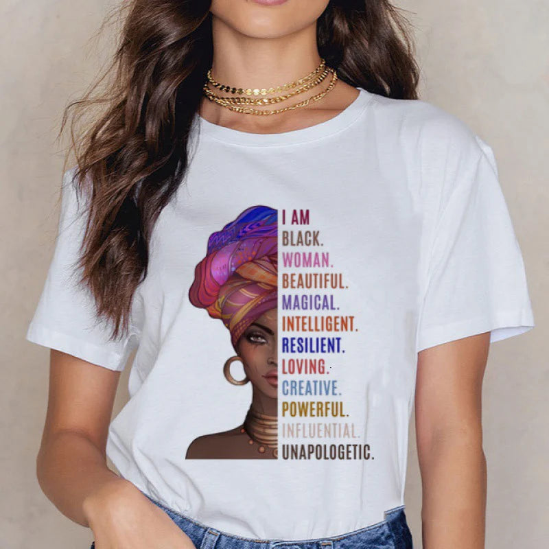 Black Queen Print Women T-shirt Girl 90s African Unapologetically Dope Funny 90S Print Tops Tee Gril ClothesDrop Ship