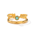 Charm Stainless Steel 18K Gold Plated Opening Ring Gift Natural  Stone Double Layer Rings for Women