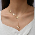 Trendy Gold Plated Sequin Butterfly Necklace Romantic Clavicle Chain Necklace Collar Chain for Women Party Wedding Jewelry
