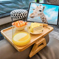 Bamboo Sofa Tray Table Clip on Couch Armrest with Rotating Bracket Couch Tray for Arm Sofa Table and Drinks Snacks