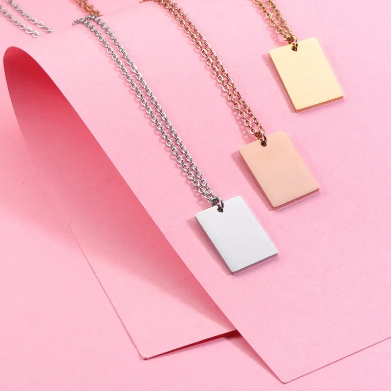 New Style Stainless Steel 18k Gold Personalized Necklace Bijoux En Acier Inoxydable Pendant Engraved Pendant Necklace Wholesale