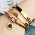 Simple Casual Party Gold-Plated Stainless Steel Bracelet with Roman Numerals Woman's Fashion Charm Gift Accessory No Signs