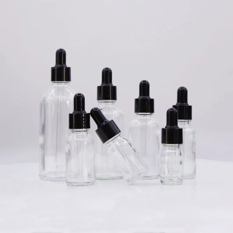 Round clear Glass Essential Oil Bottle Packaging Glass Essential Oil Bottle 10 ml 15ml 20ml Dropper Bottle