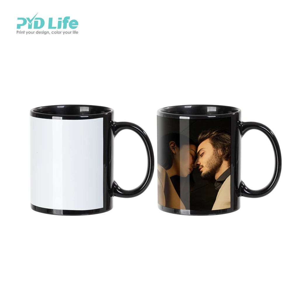 PYD Life Wholesale Customized RTS 11 oz Sublimation Ceramic Coffee Tea Cup Mug with White Patch