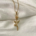 Messia High Polished Romantic Women Ladies Jewelry Stainless Steel 18k Gold Plated Rose Necklace
