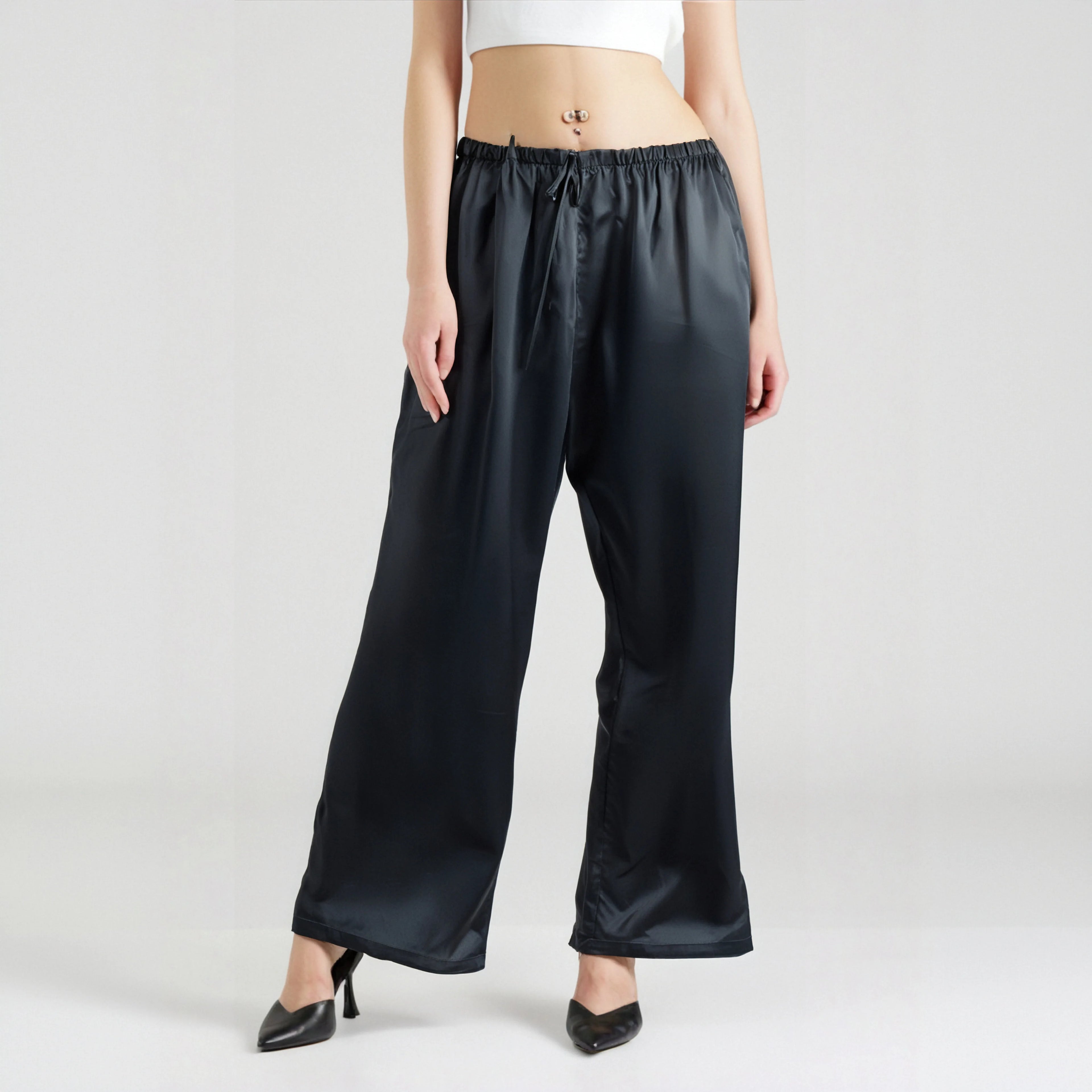 Comfortable Simple Wide Summer Pants Loose Woman Pants Black Pants for Girls