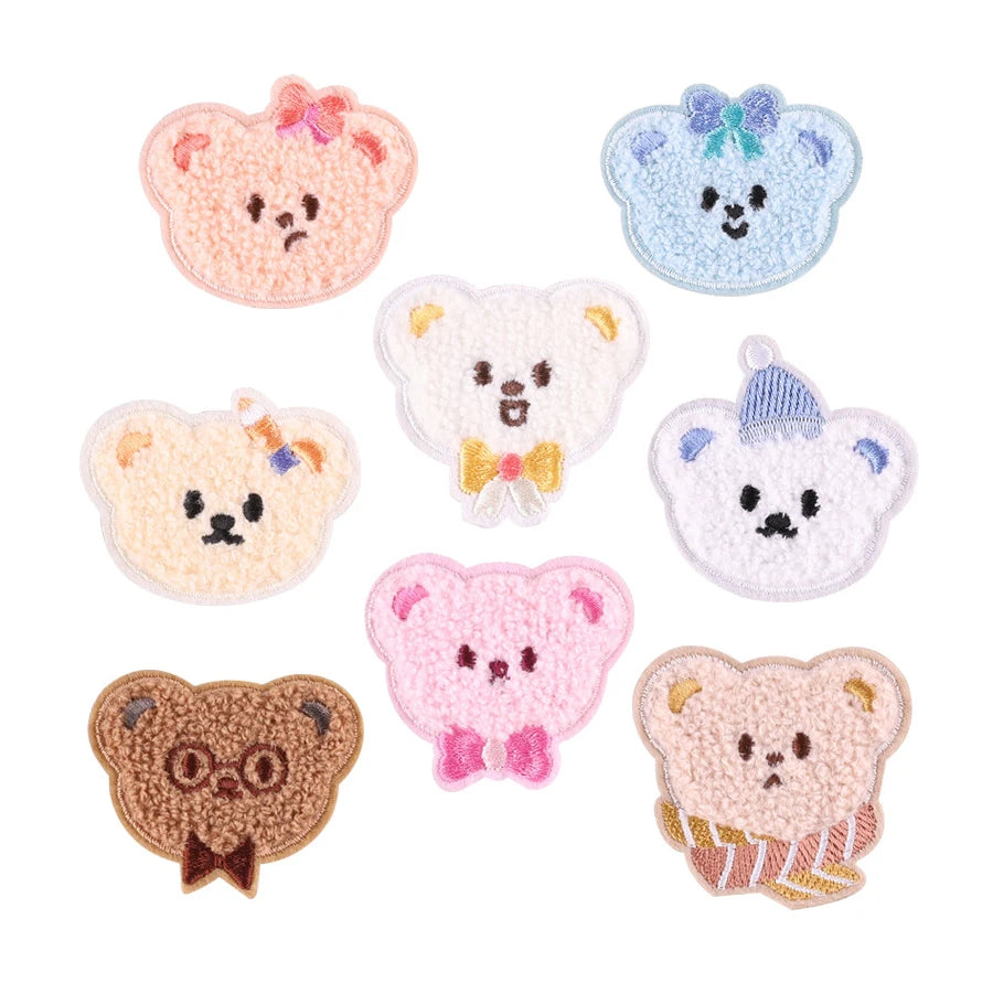 Cute Cartoon Bear Chenille Self-adhesive Embroidery Patch Bear Patch