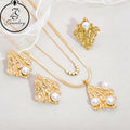 Damascus Jewelry Girl Rhinestones Shaped Gold Plated Stainless Steel Fashion Element Women Design Necklace Set
