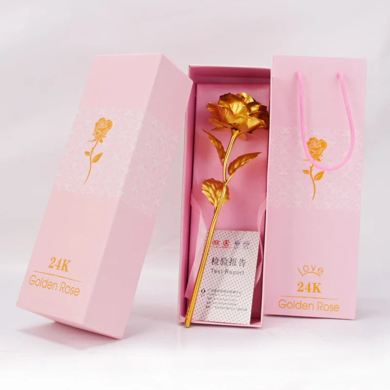 Hot Seller Gold Foil Rose Gift Box 24K Valentine's Day Gift