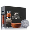 ZY Luxury Shaving Safety Razor Kit Badger Hair Shaving Brush Rosewood Wooden Handle Shaving Shaver Stand Razor Set Gift Box