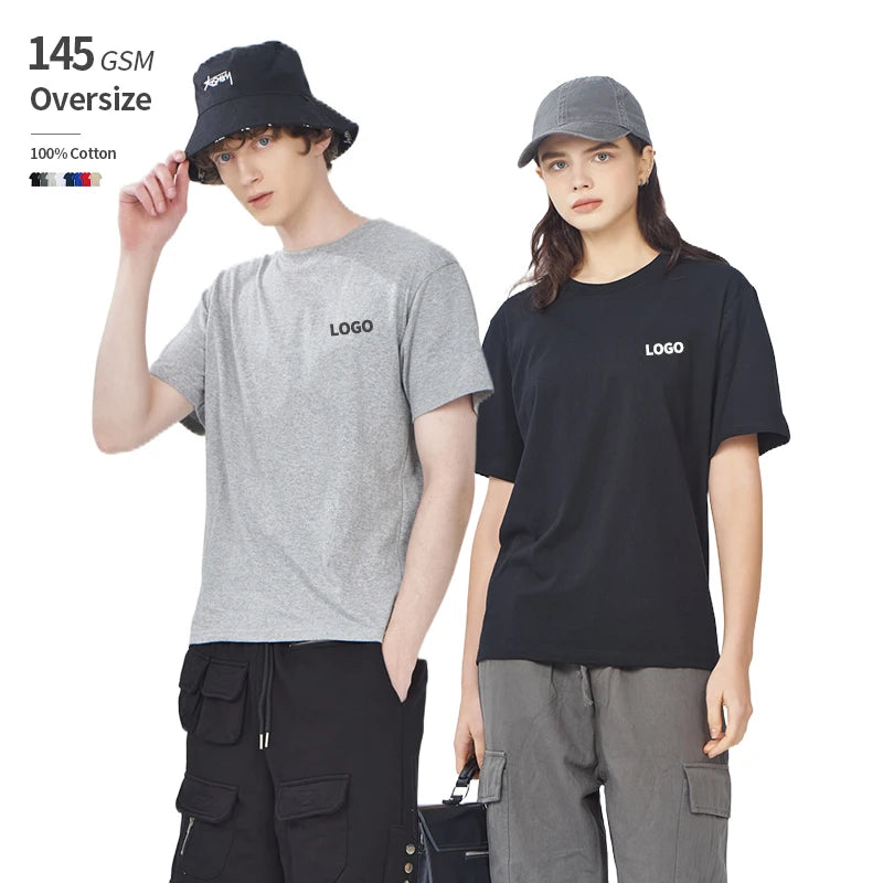 Oversize 145 GSM 100% Cotton 26 Count Combed Cotton Plain OEM Custom Logo Lightweight Wholesale T Shirt for Men 100% Cotton