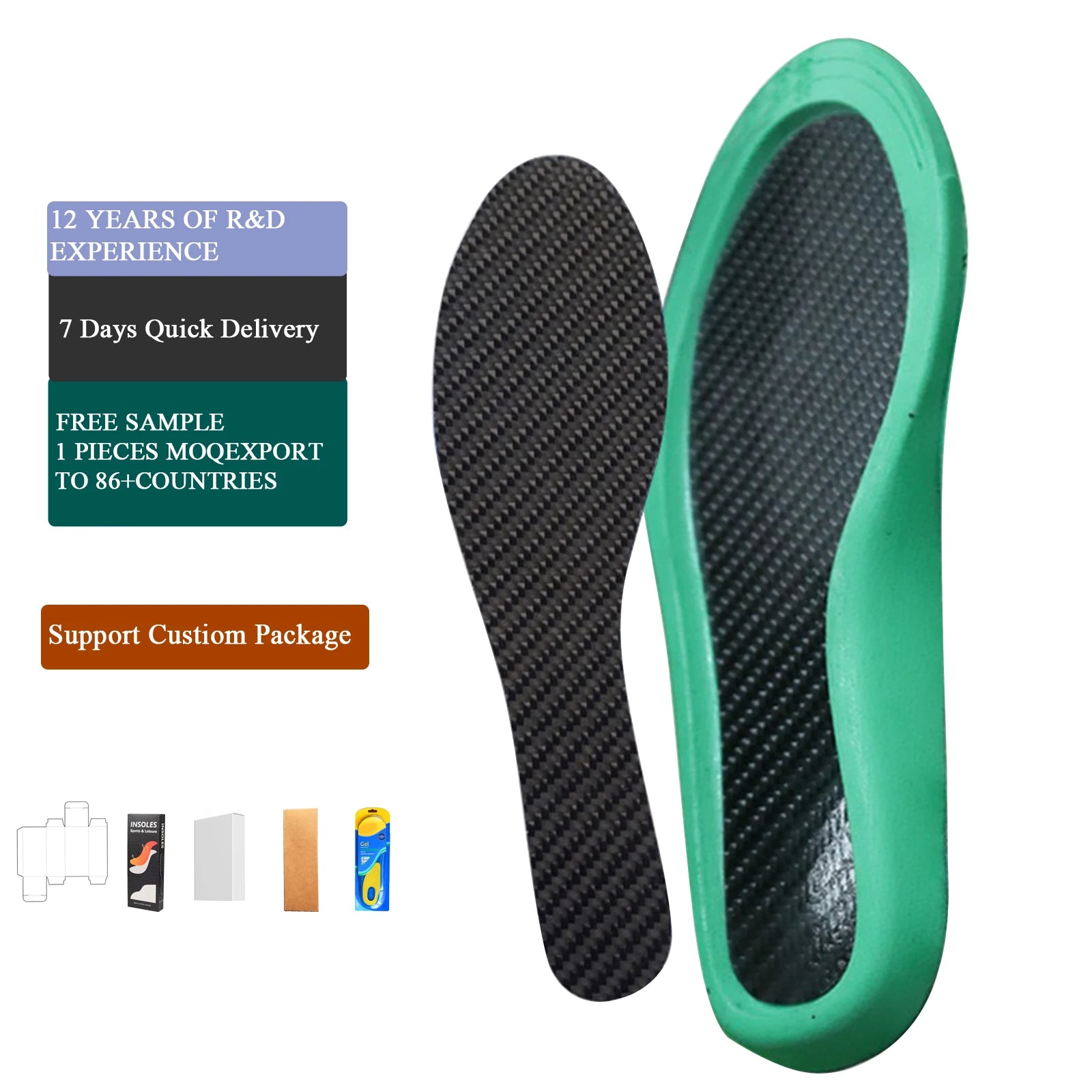 Custom Breathable Flexible Activated Carbon Fiber Insole for Sports Arch Support Plate for Football Basketball Running Comfort