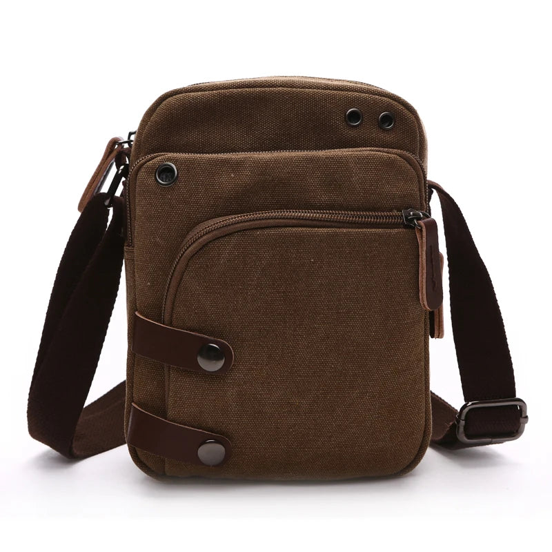 Wholesale Custom Retro Canvas Men Travel Wallet Fashion One-shoulder Messenger Bag Men's Portable Small Shoulder Bag
