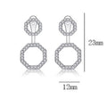 Korean Brass With Silver Plated Geometric Metal Ring Hexagon Dangle Drop Earrings Women Popular Manufacturer Supplier