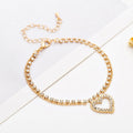 2024 Full Diamond Fashion 18K Heart  Shape Micro Pave Women Pendants Jewelries Charm Anklet