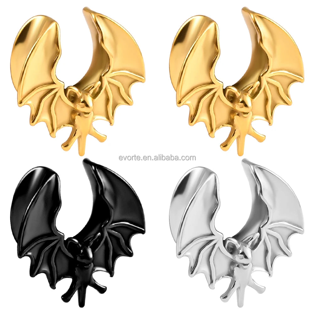 Evorte Stainless Steel Classic Animal Snake Bat Bee Plug Expander Tunnel Earrings Ear Piercing Body Jewelry Unisex