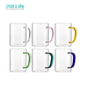 Sublimation Blank 15oz 450ml Clear Glass Coffee Mug Wholesale Drinkware Cups With Colored Handle for DIY Crafting