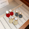 Real Gold Electroplated Flower Pearl Dropping Oil Round Geometric Earrings Vintage Temperament Luxury Stud Earrings Wholesale