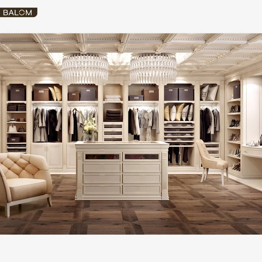 BALOM 2024 Custom Modern Minimalist L Shape Wooden Storage Wardrobe Bedroom Furniture with Shelves and Hardware