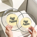 Ins Nordic Style English Transparent Glass Deep Plate Black Border Round Breakfast Dessert Plate