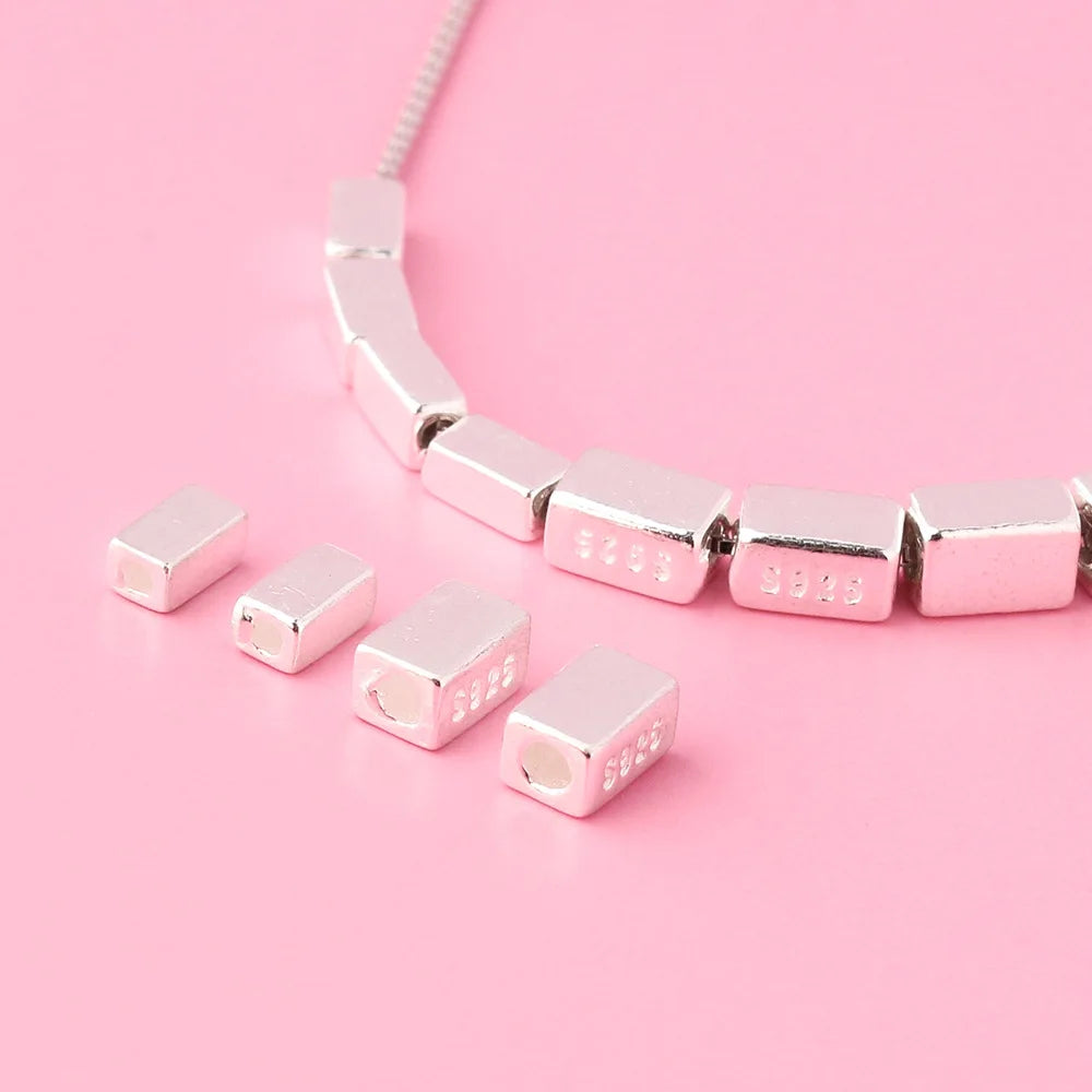Wholesale Tube Beads 925 Sterling Silver Square Tube Beads for Jewelry Making Supplies 4mm 5mm