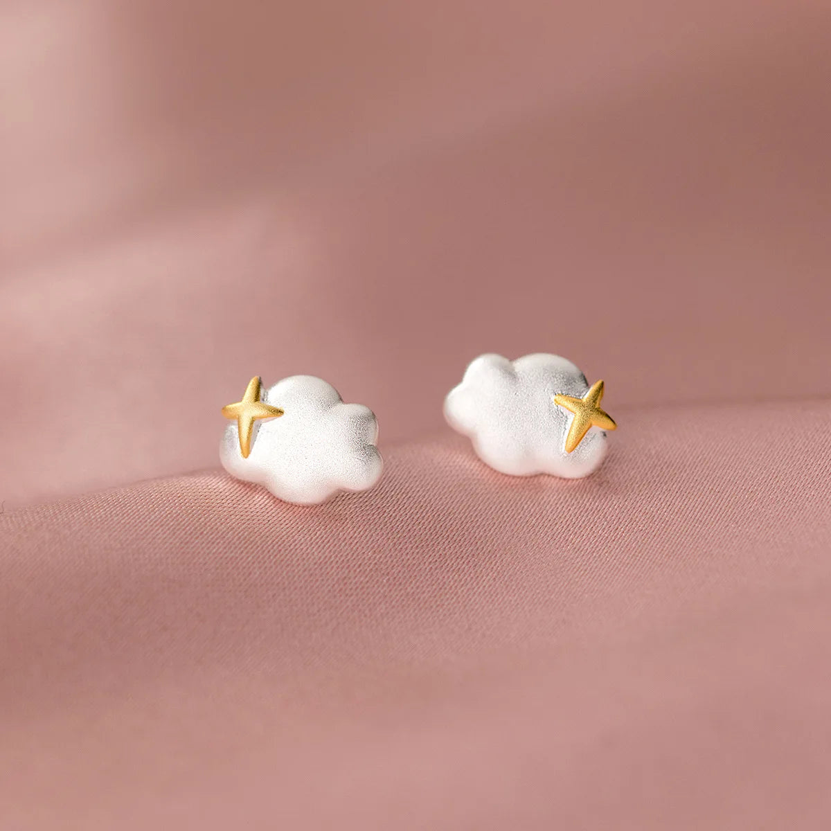 Fashion 925 Sterling Silver Cute Star Cloud Shape Stud Earrings Jewelry for Women