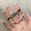 Handmade Natural Healing Power Green Strawberry Quartz Crystal Rose Quartz Stone Pixiu Charm Bracelet Cord String Rope Braided