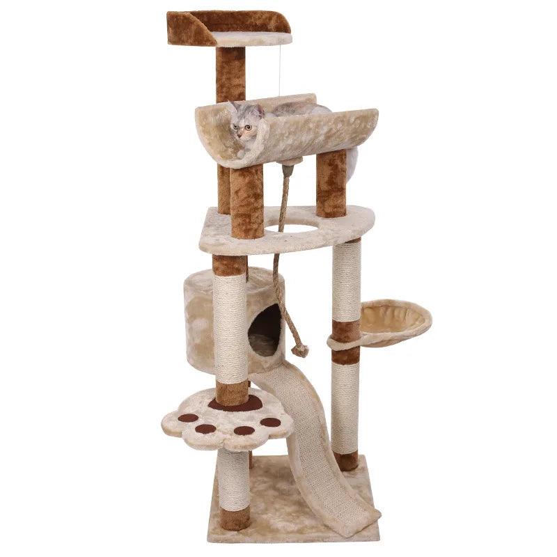 57" Luxury Eco-Friendly Wood Cat Tree House Tower with Custom Design