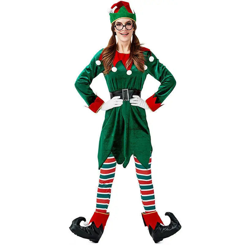 Women Christmas Costume Adult Xmas Santa Claus Cosplay Fancy Dress Elf Outfit