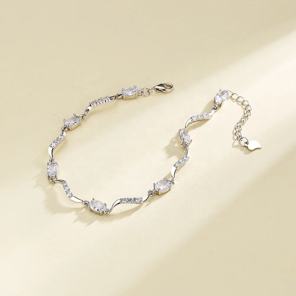 Korean Fashion Refined Camellia Simple 925 Silver Bracelet