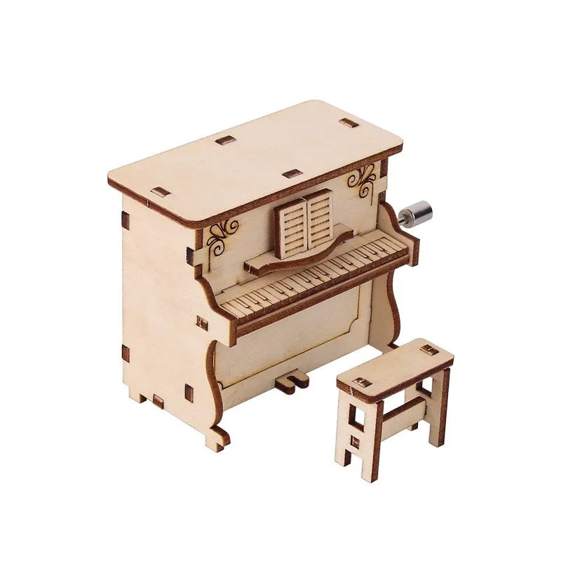 Creative DIY Wooden Piano Music Box Toys Assemble 3d Puzzles Scientific Experiments Kits