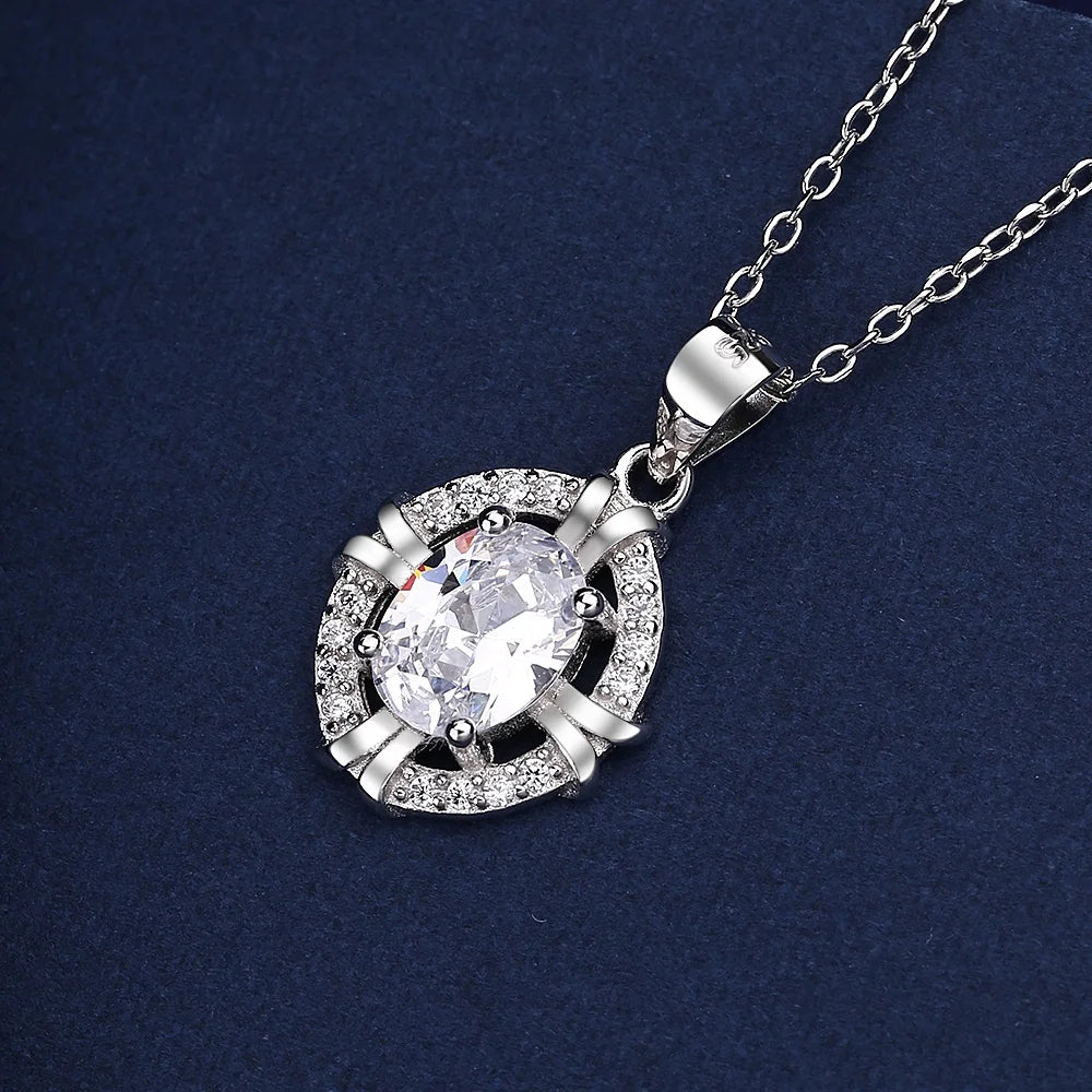 The New 2022 Luxury S925 Sterling Silver Water Drop Sapphire Necklace Custom Pendant