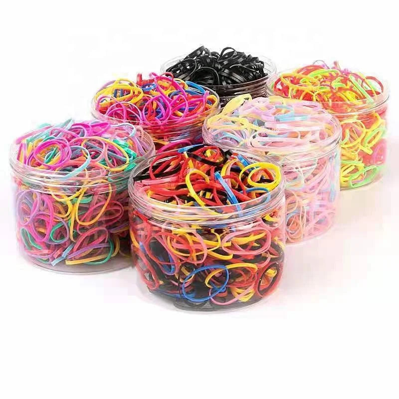 1000pcs/Box Black Disposable Elastic Hair Bands Girls' Candy Color Scrunchies Kids' Hair Accessories-Ponytail Holder