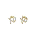 E012  Fahion Stud Earrings Hip Hop Jewelry Brass With CZ Earring for Party Gift